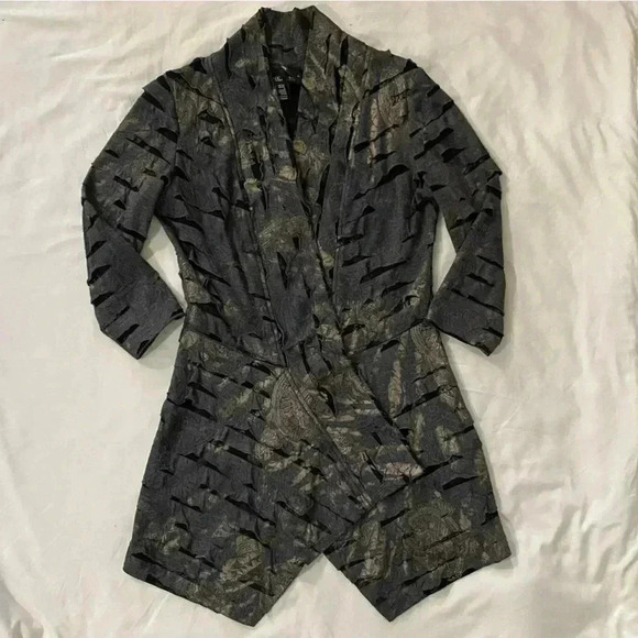 Frank Lyman Vintage distressed  open front 3/4 sleeves long witchy cardigan s- 4 - Picture 5 of 8